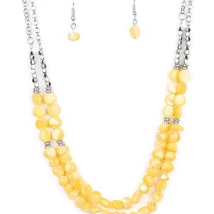 Yellow Beaded Necklace and Earring Set